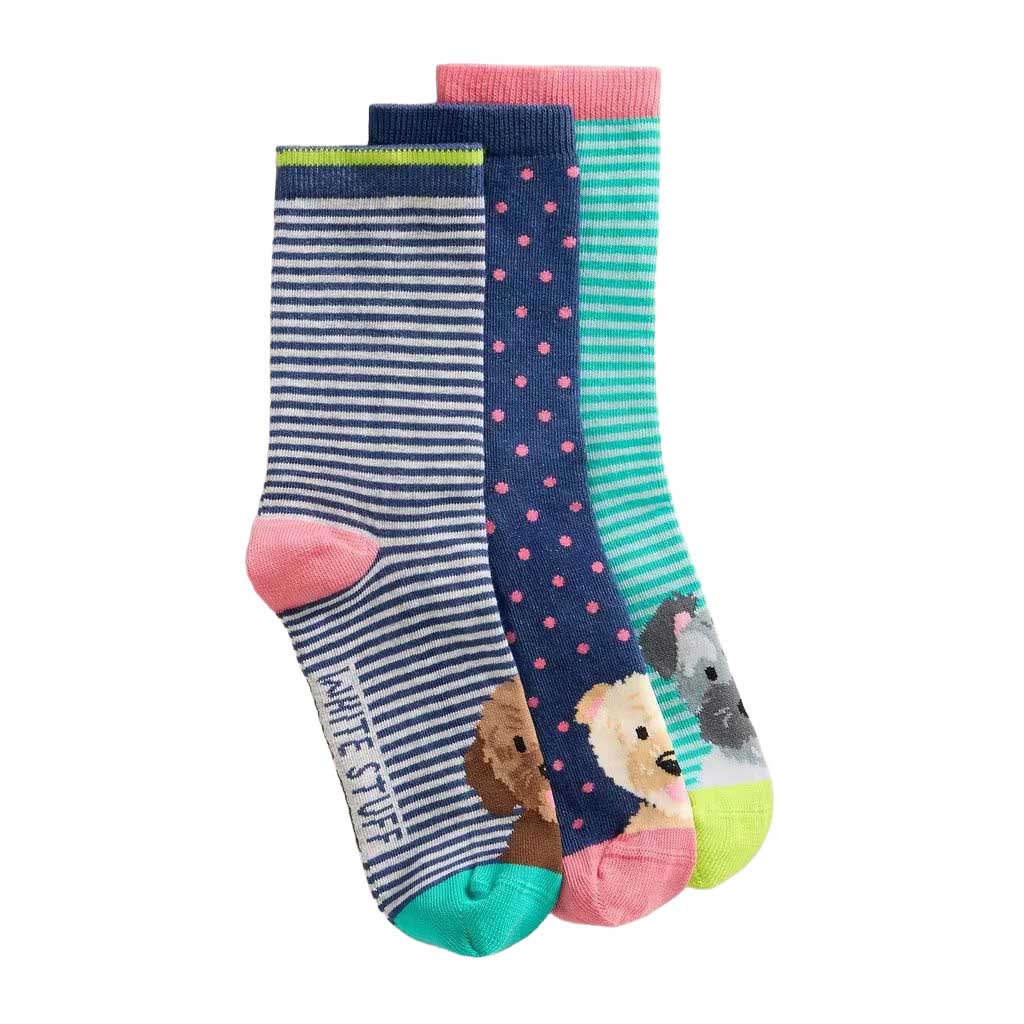 White Stuff 3Pk Dog Pals Ankle Socks